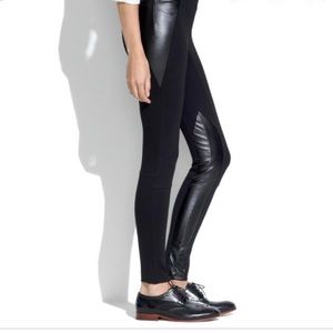 MADEWELL Black Ponte Leggings Faux Leather Panels